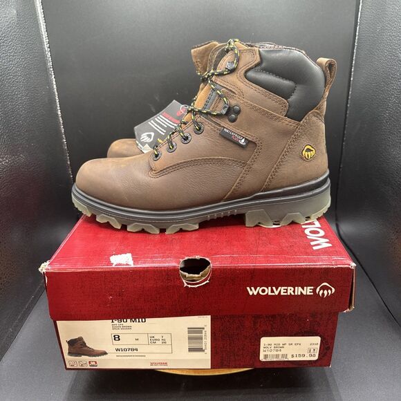 Wolverine I-90 Mid EPX Mens Size 8 Work Boots Brown Leather WPF EPX NEW - Picture 1 of 10